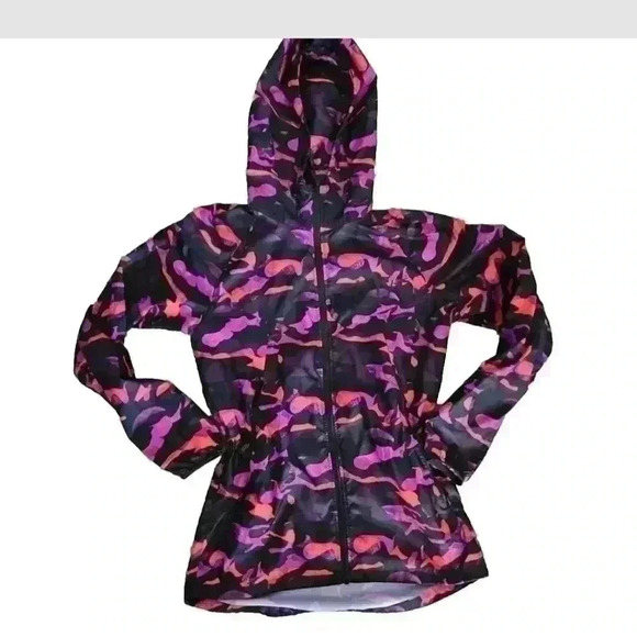 Nike T/F Camo Windrunner Women's Jacket Vivid Purple-Bright Crimson WindbreakerS - Picture 8 of 16